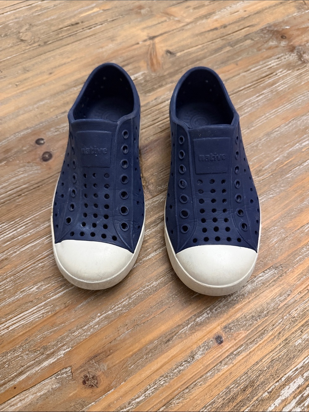 Native Kids Water Shoe Slip-On in Navy and White